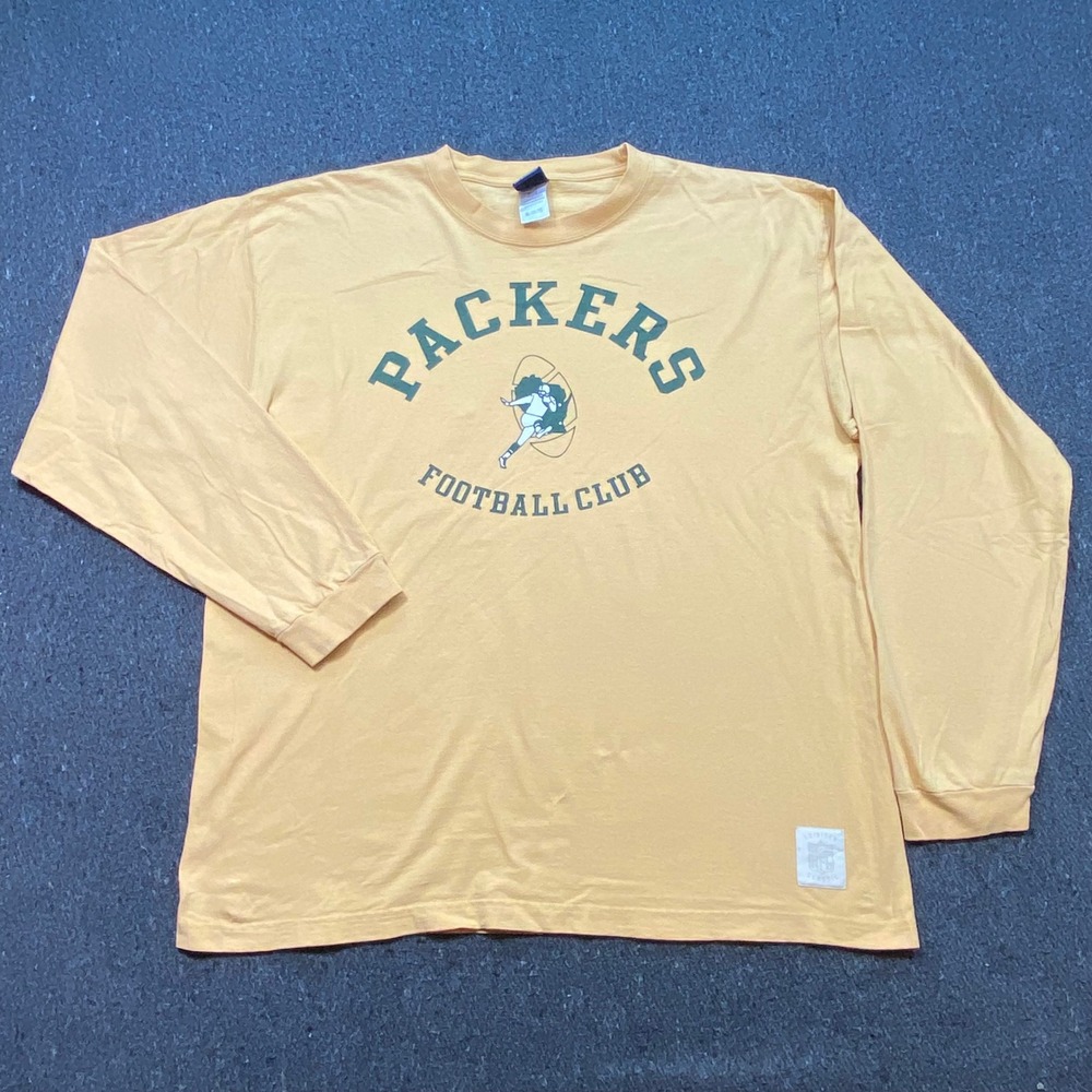 Reebok Packers Football Club TShirt Sz XL Mens Gold NFL Gridiron Classic Graphic